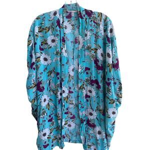 Victoria's Secret aqua floral M/L kimono robe cover